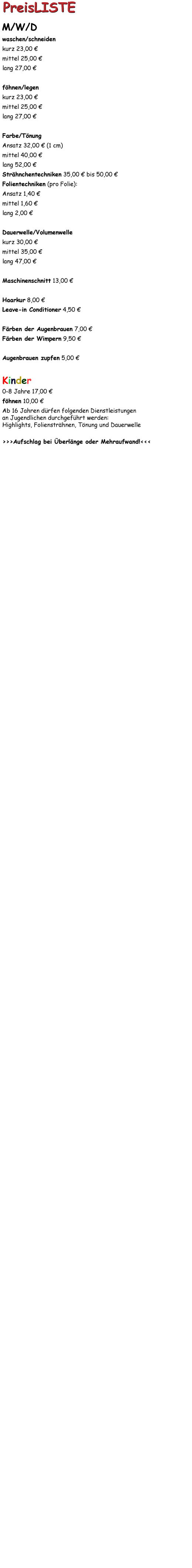 Preisliste